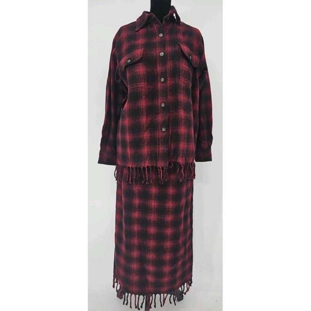 Vtg Telluride Clothing‎ Co. Women's Top M Skirt 10 Set Buffalo Plaid Wool Blend